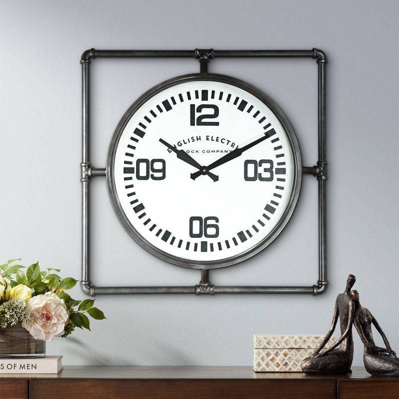 River Parks Studio English Electric 24 3/4" Wide Square Metal Wall Clock