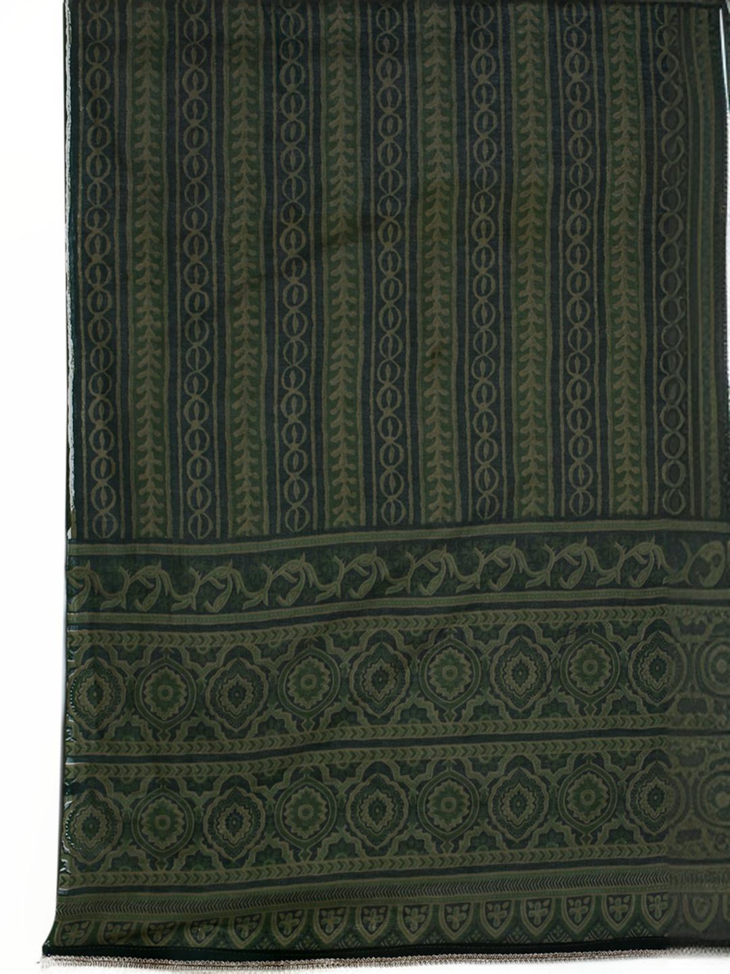 Soch Womens Olive Cotton Floral Print Unstitch Dress Material With Zari