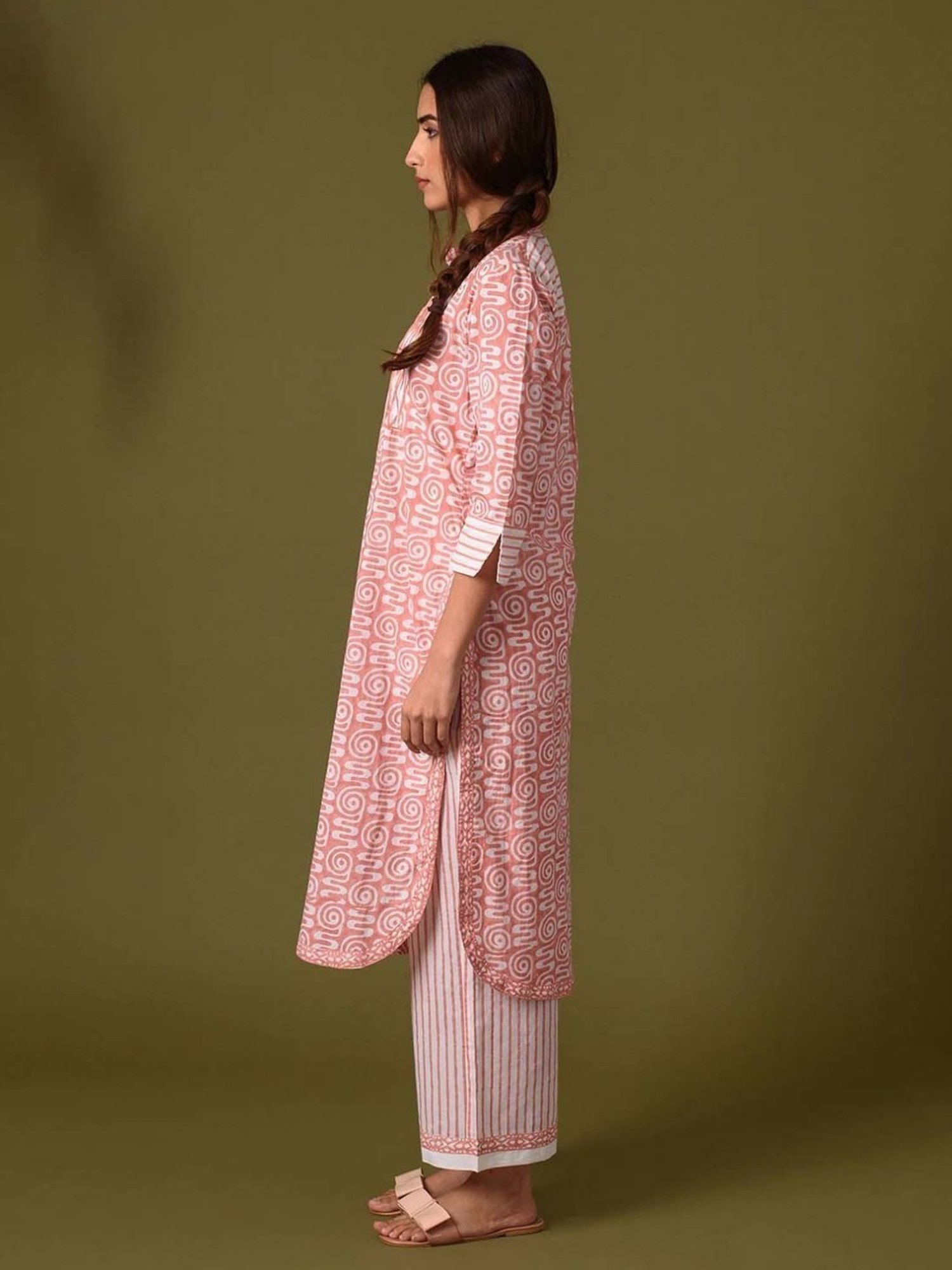 Prakriti Jaipur Phool Mandi Stripes Peach Pants