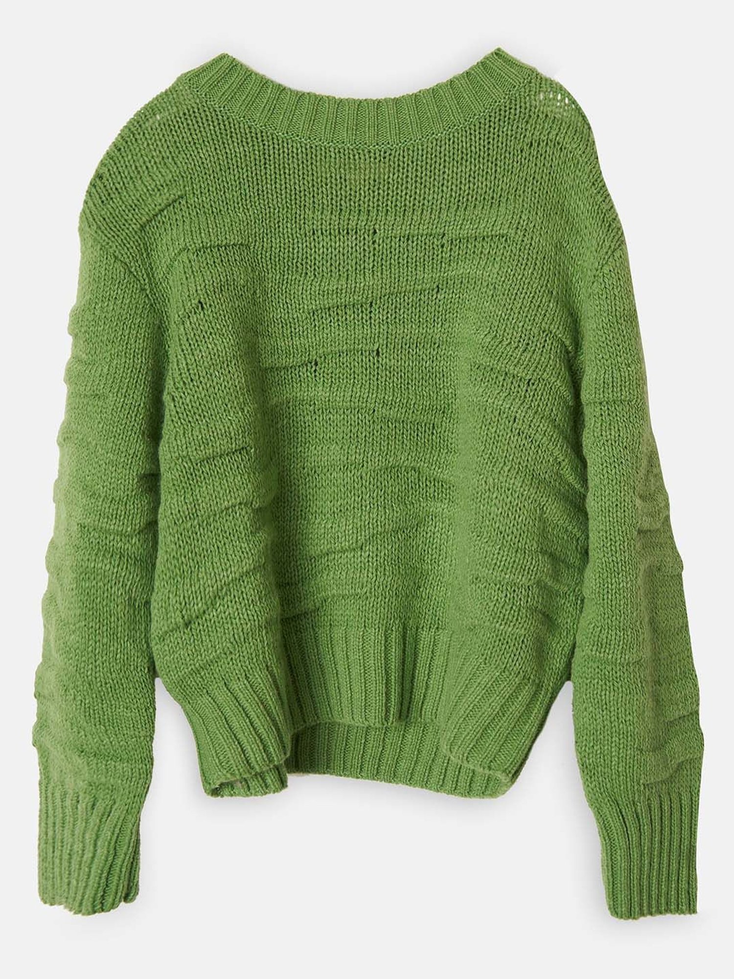 Angel & Rocket Kids Green Self Design Full Sleeves Sweater