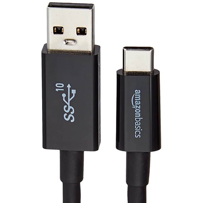Basics USB Type-C to USB-A Male 3.1 Gen2 Adapter Charger Cable - 3 Feet (0.9 Meters) - Black