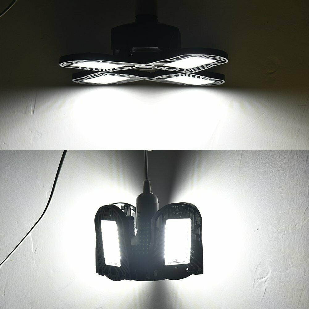 E27 LED Garage Light Bulb Deformable Ceiling Fixture Lights Shop Workshop Lamp