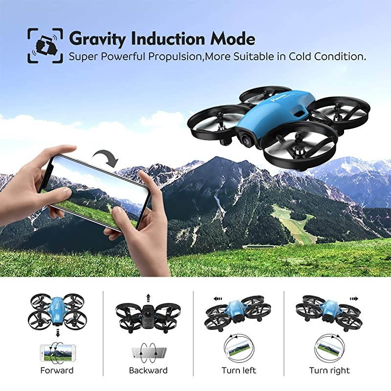 Drone with Camera for Kids,  A30W RC Mini Quadcopter with 720P HD Camera, One Button Take Off/Landing, Route Setting, Gravity Induction and Emergency Stop-Dual Battery&hellip;