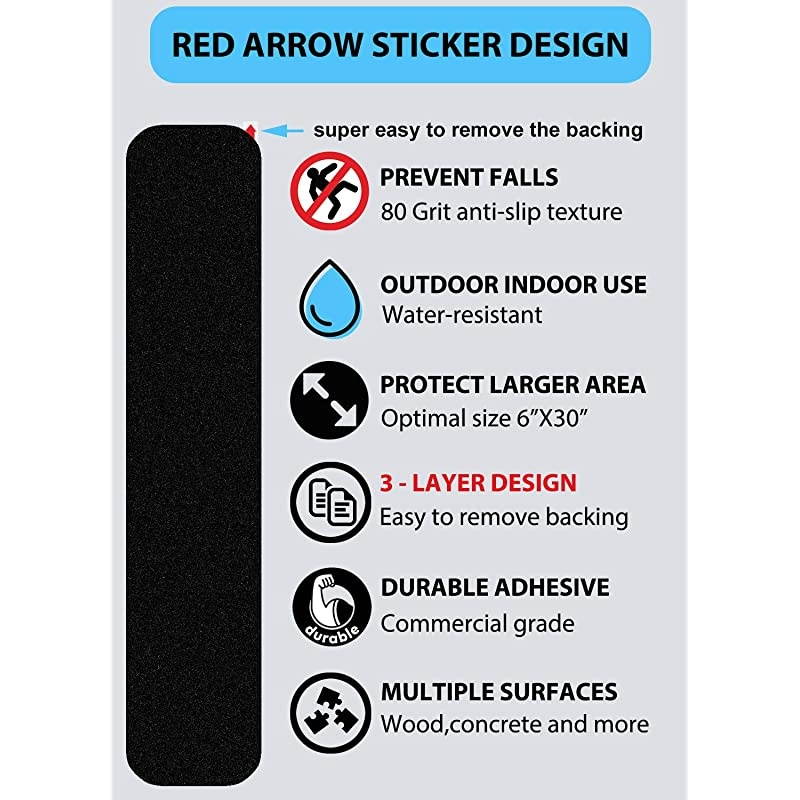 6 inx 30 in Stair Treads NonSlip Outdoor Tape 11 Pack Outdoor Stair Treads Black PreCut AntiSlip Tape with Easy Separating 3Layer Design