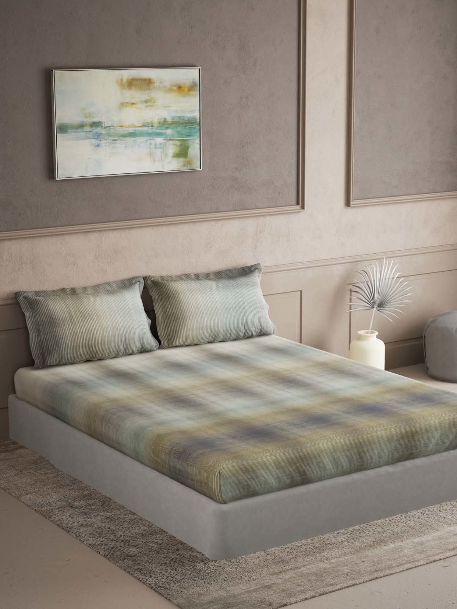 Ddecor Live beautiful Maxima Grey 180 TC Cotton King Bedsheet with 2 Pillow Covers