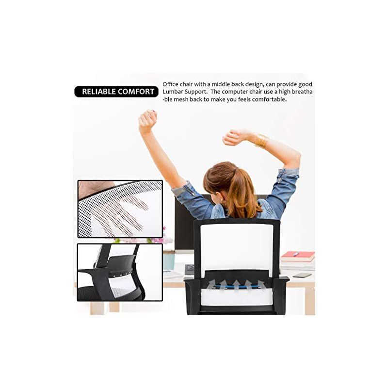 Office Chair Ergonomic Desk Chair Swivel Rolling Computer Chair Executive Lumbar Support Task Mesh Chair Adjustable Stool for Women Men (White)