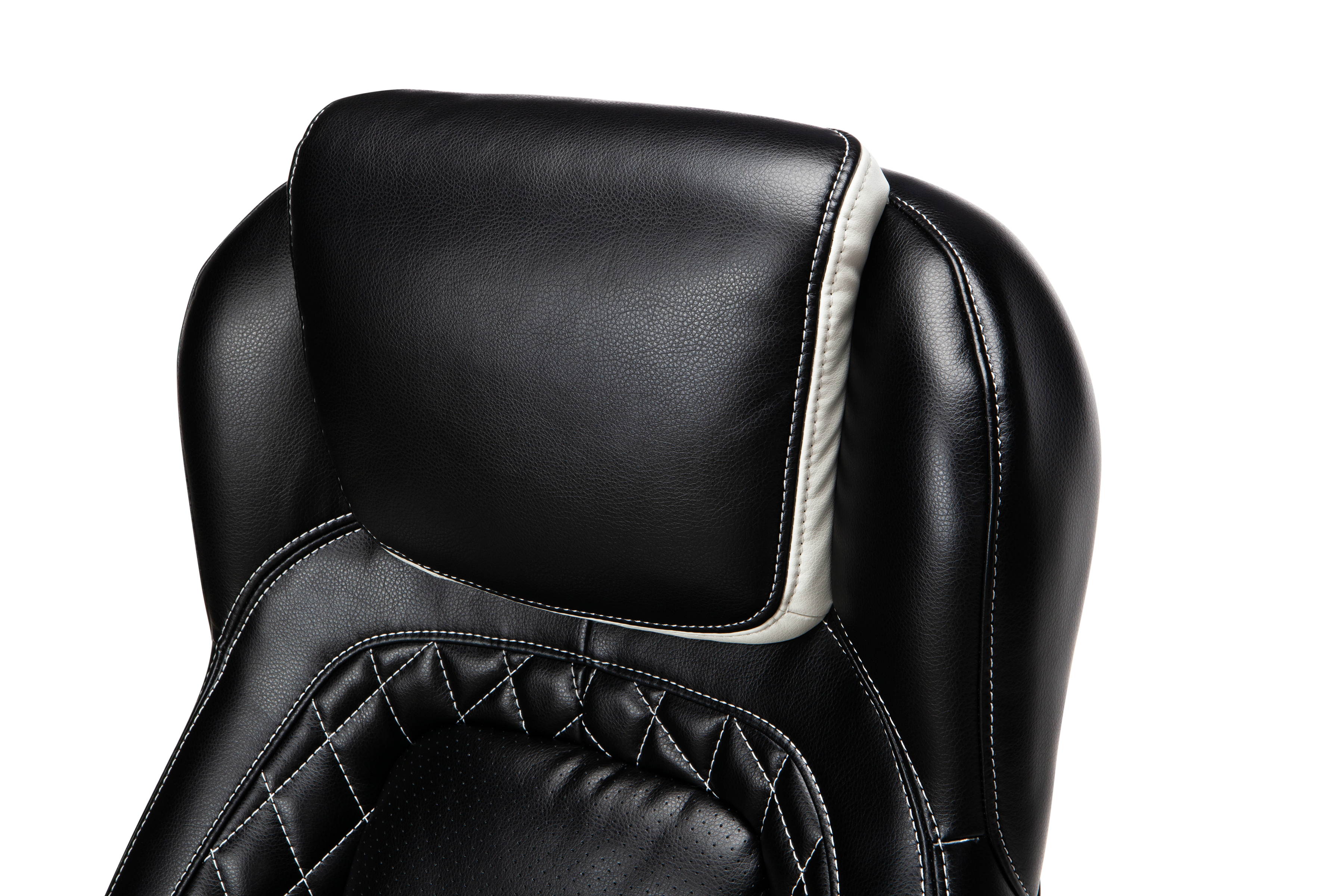 OFM Essentials Collection Racing Style SofThread Leather High Back Office Chair, in White (ESS-6060-WHT)