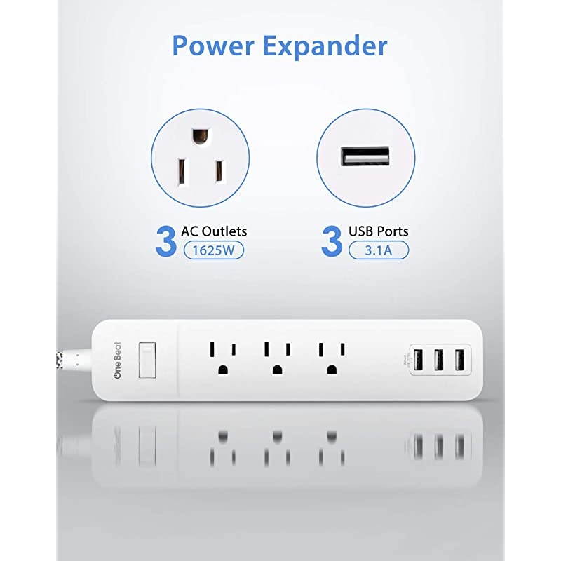 Strip with 3 Outlets and 3 USB Ports1625W13A ETL Listed Wall Mountable with 5Ft Braided Extension Cord Overload Protection for CruiseHomeOfficeTravel