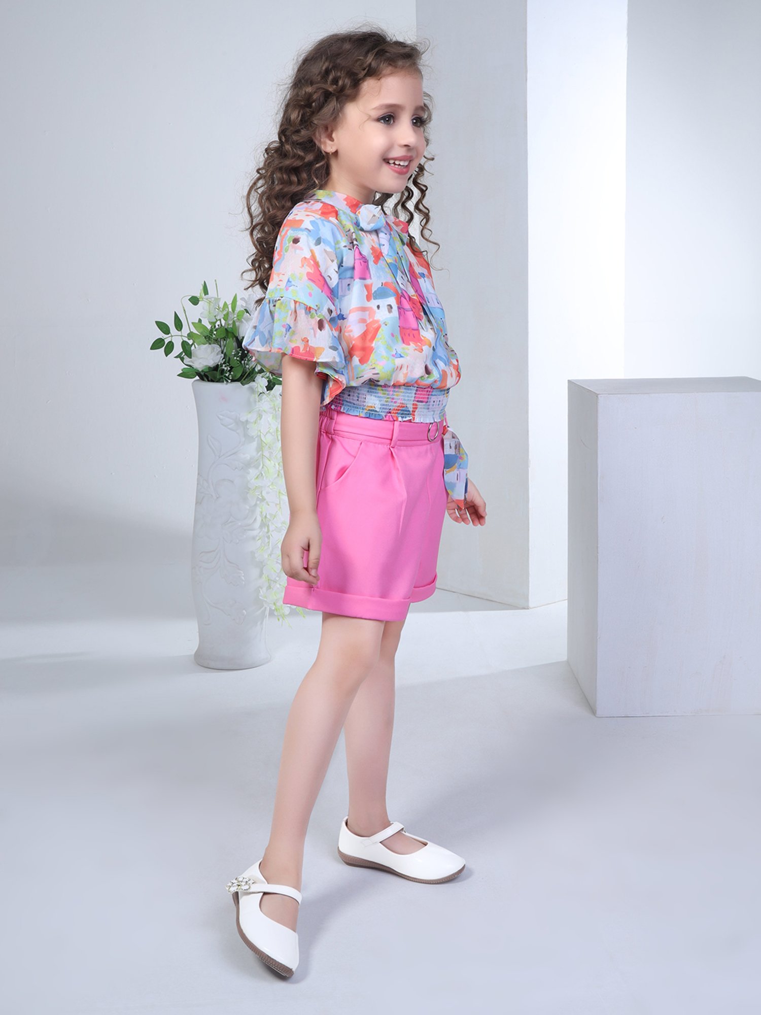 Peppermint Kids Multicolor Printed Top with Shorts