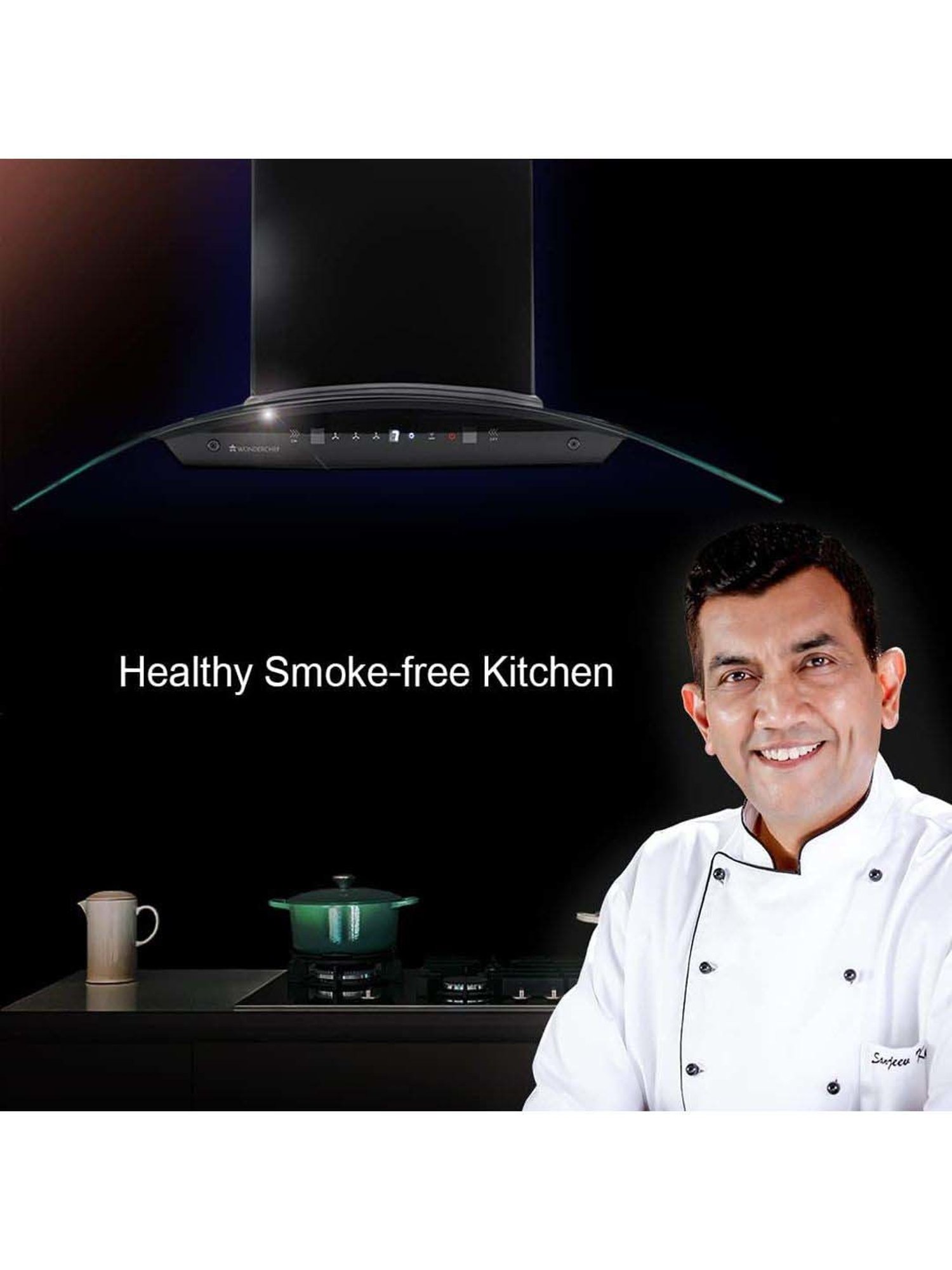 Glen CH6076AC75 1400CMH 75cm Wall Mounted Chimney (Black)