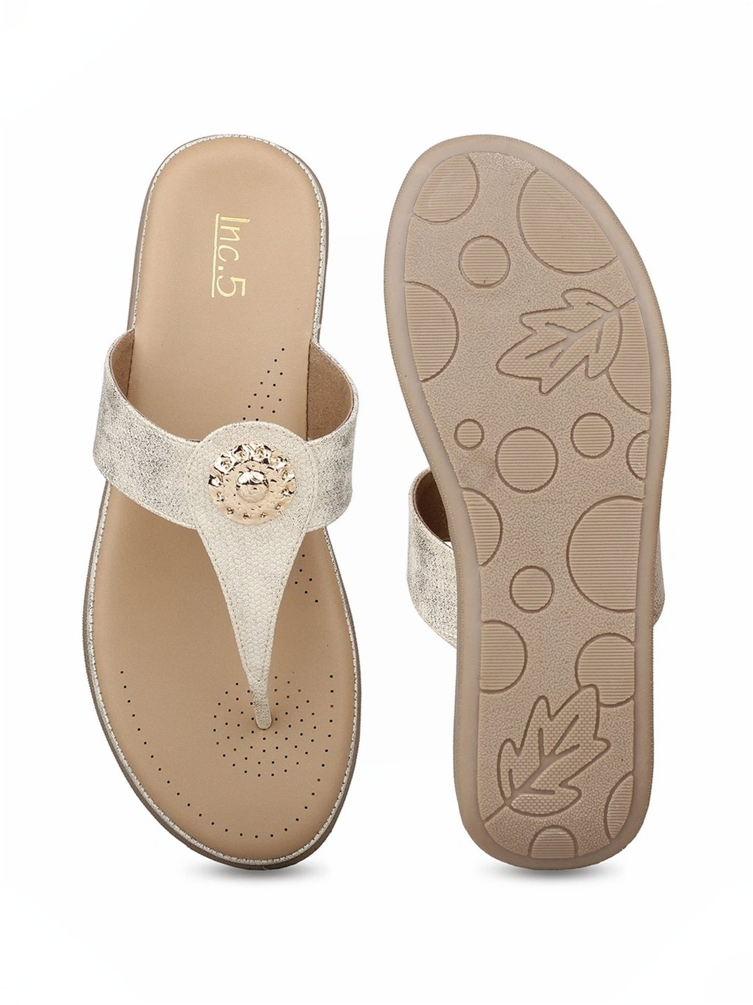 Inc.5 Women's Beige Thong Wedges