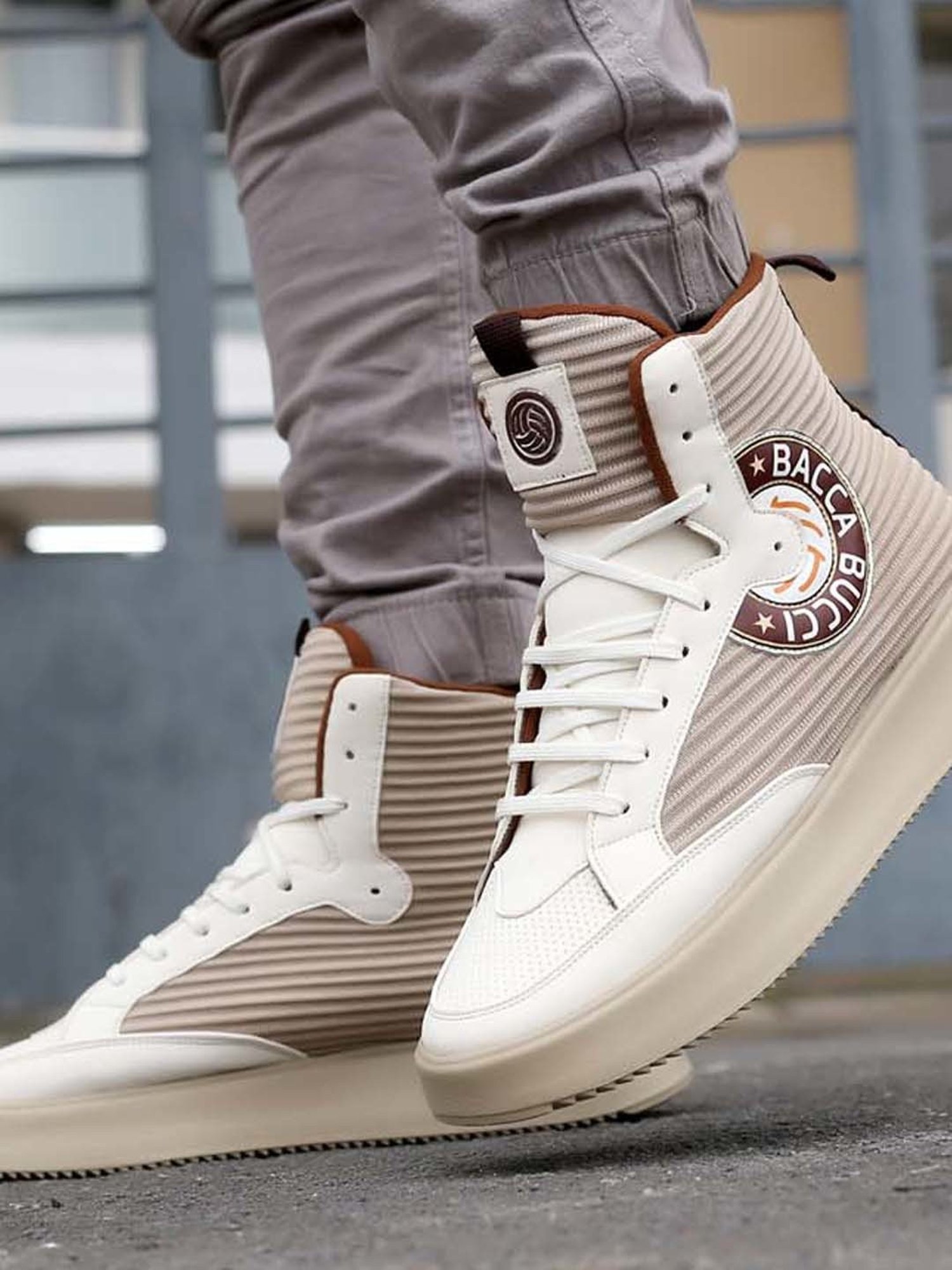 Bacca Bucci Men's STREETHULK Beige Ankle High Sneakers