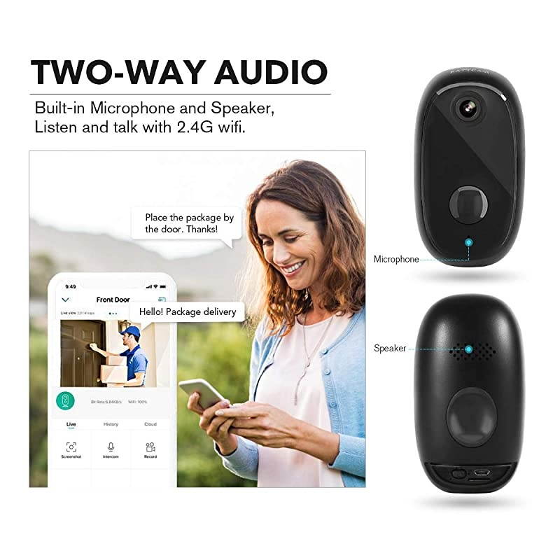 Camera Outdoor Wireless, Surveillance Rechargeable Battery-Powered WiFi 1080P Camera 10000mAh, PIR Motion Detection, 2Way Audio, Night Vision (Single)
