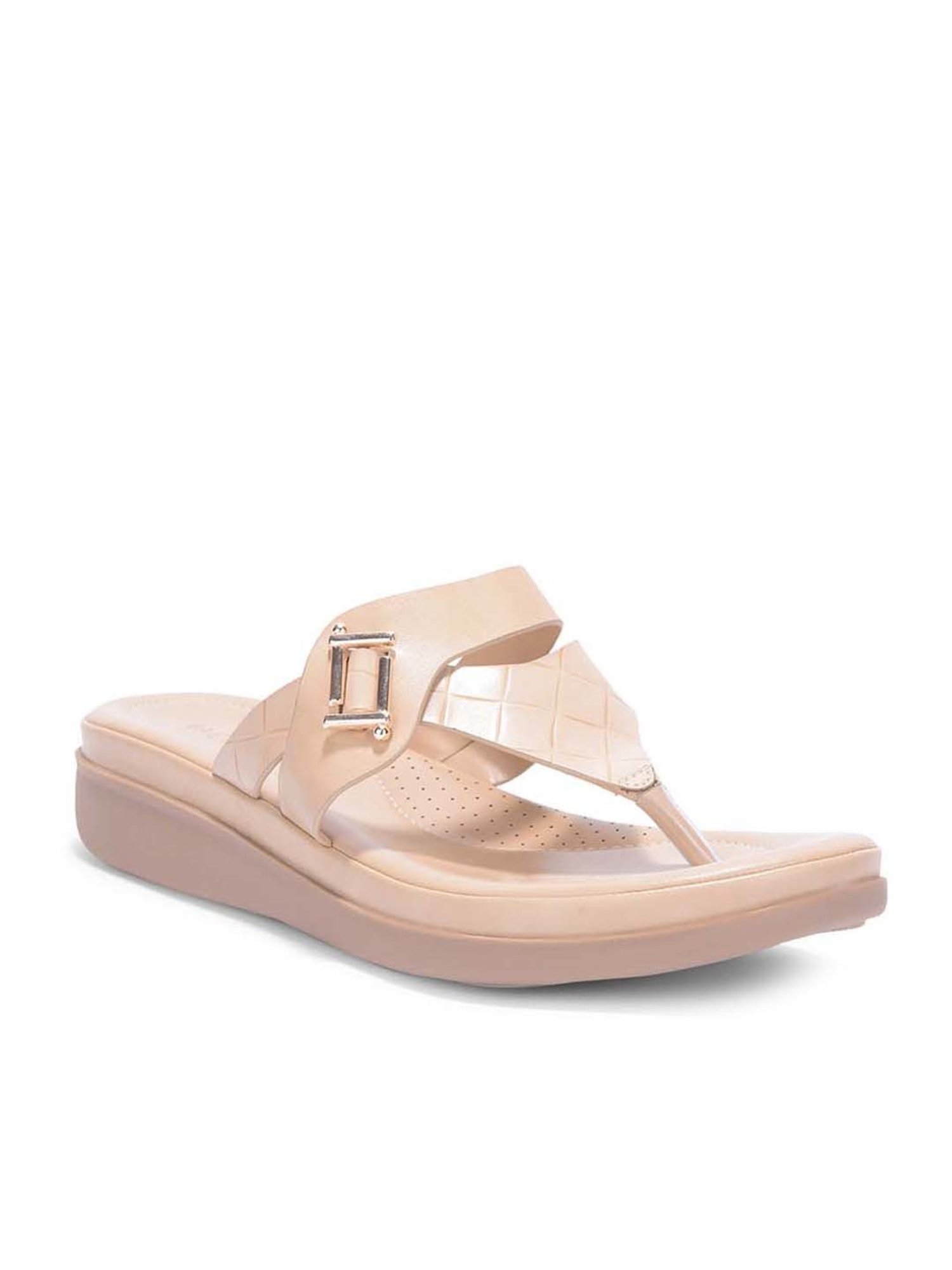 Healers by Liberty Women's Beige Thong Wedges