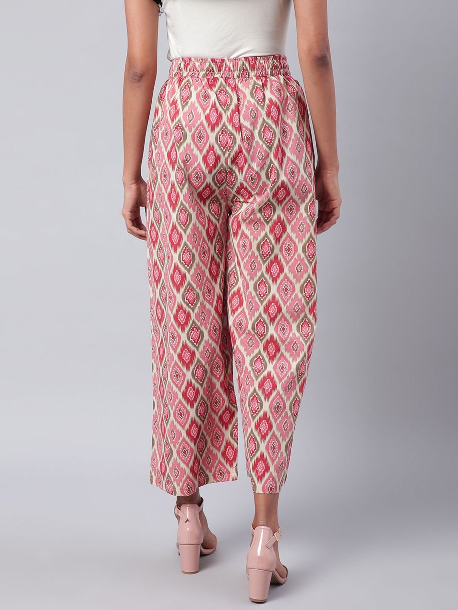 Sringam Peach Cotton Printed Palazzos