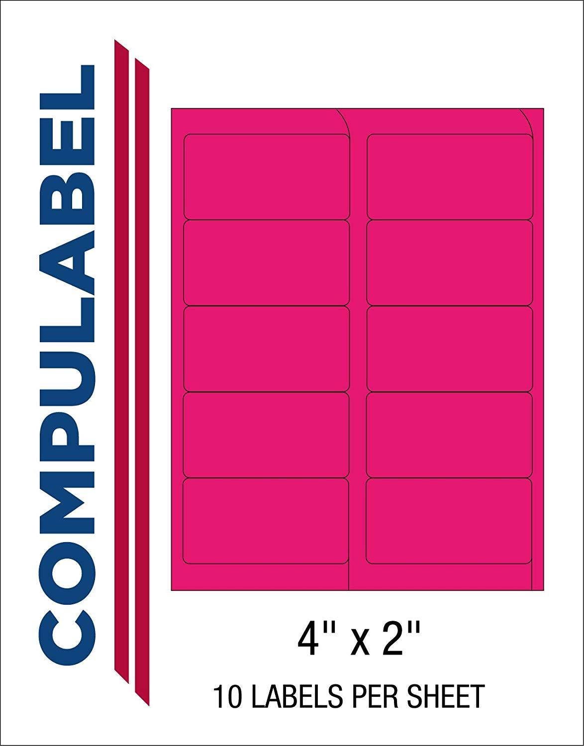 Compulabel 312164 Fluorescent Pink Address Labels for Laser Printers,4 x 2 Inch, Permanent Adhesive, 10 per Sheet, 100 Sheets per Carton