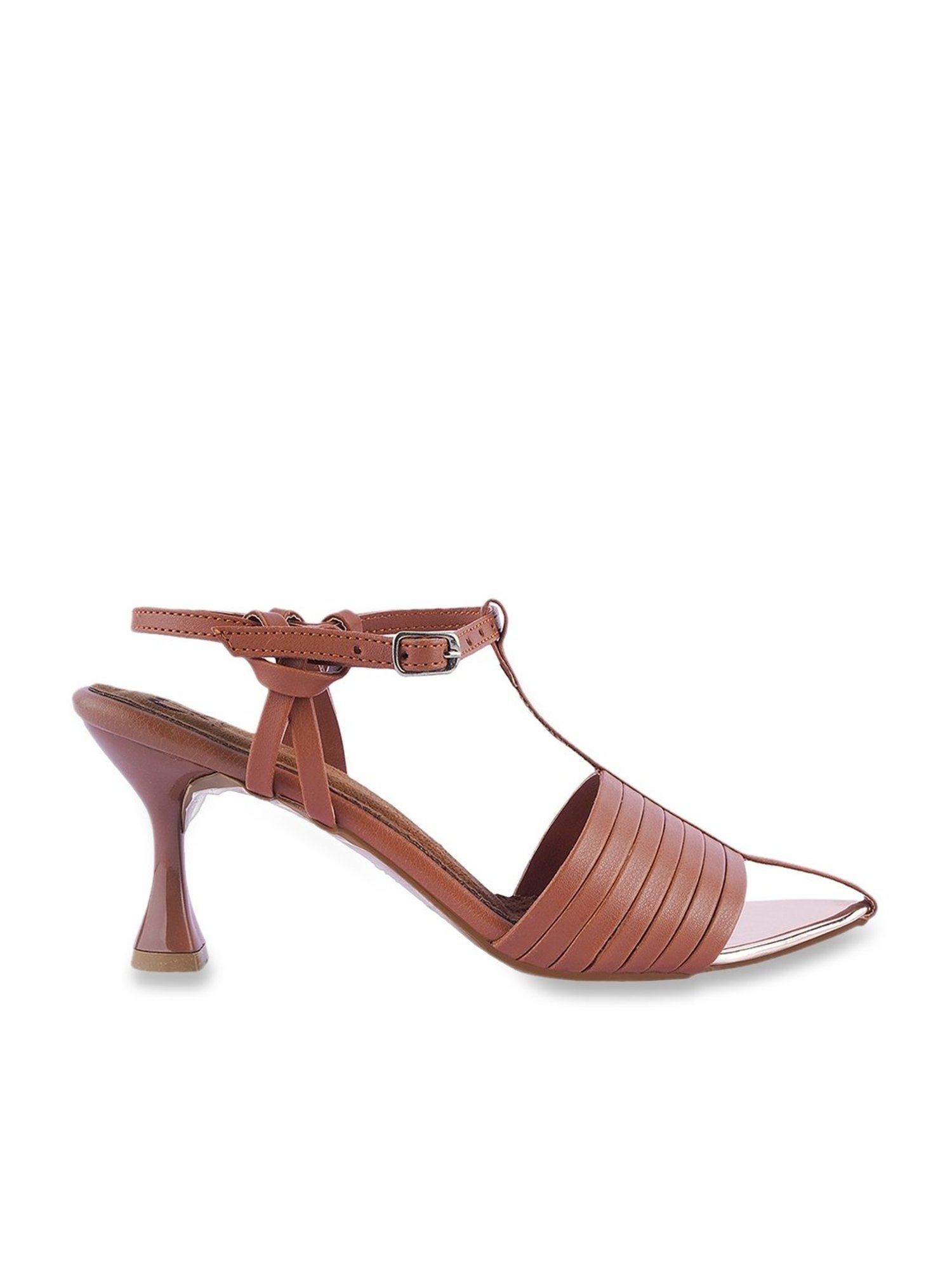 The White Pole Women's Brown Ankle Strap Stilettos