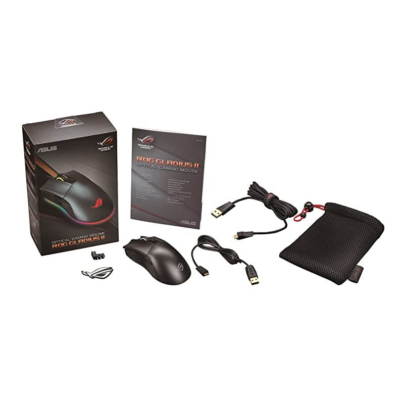 ROG Gladius II Aura Sync USB Wired Optical Ergonomic Gaming Mouse with DPI Target Button 12000 DPI ROG Gladius II