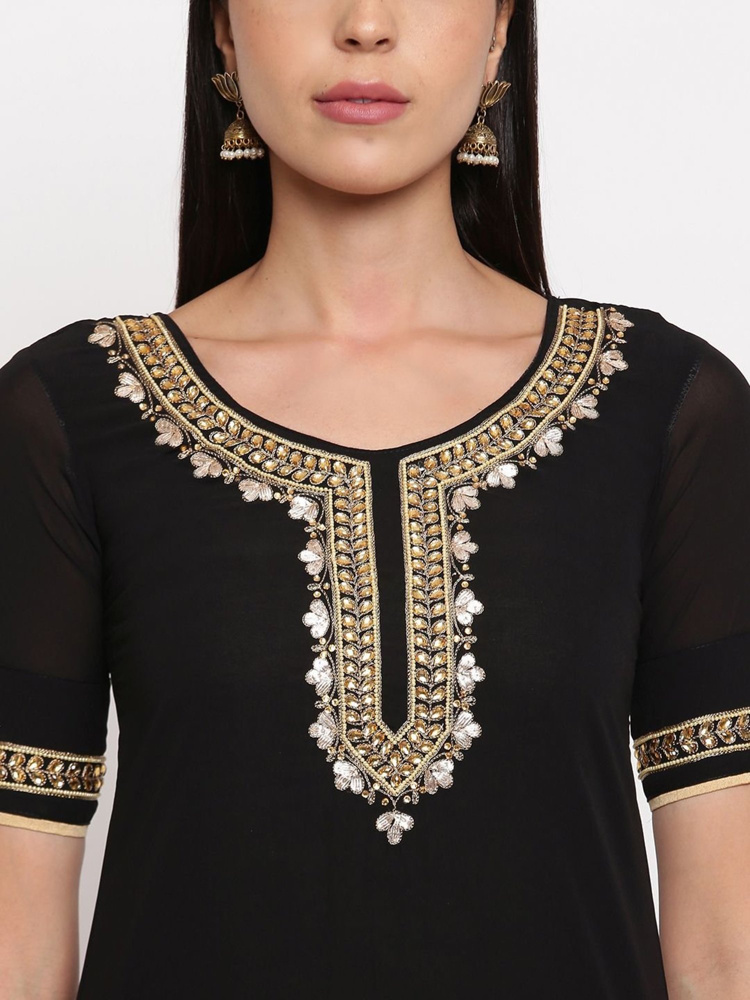 SHADES Black Chikankari Kurta Pant Set