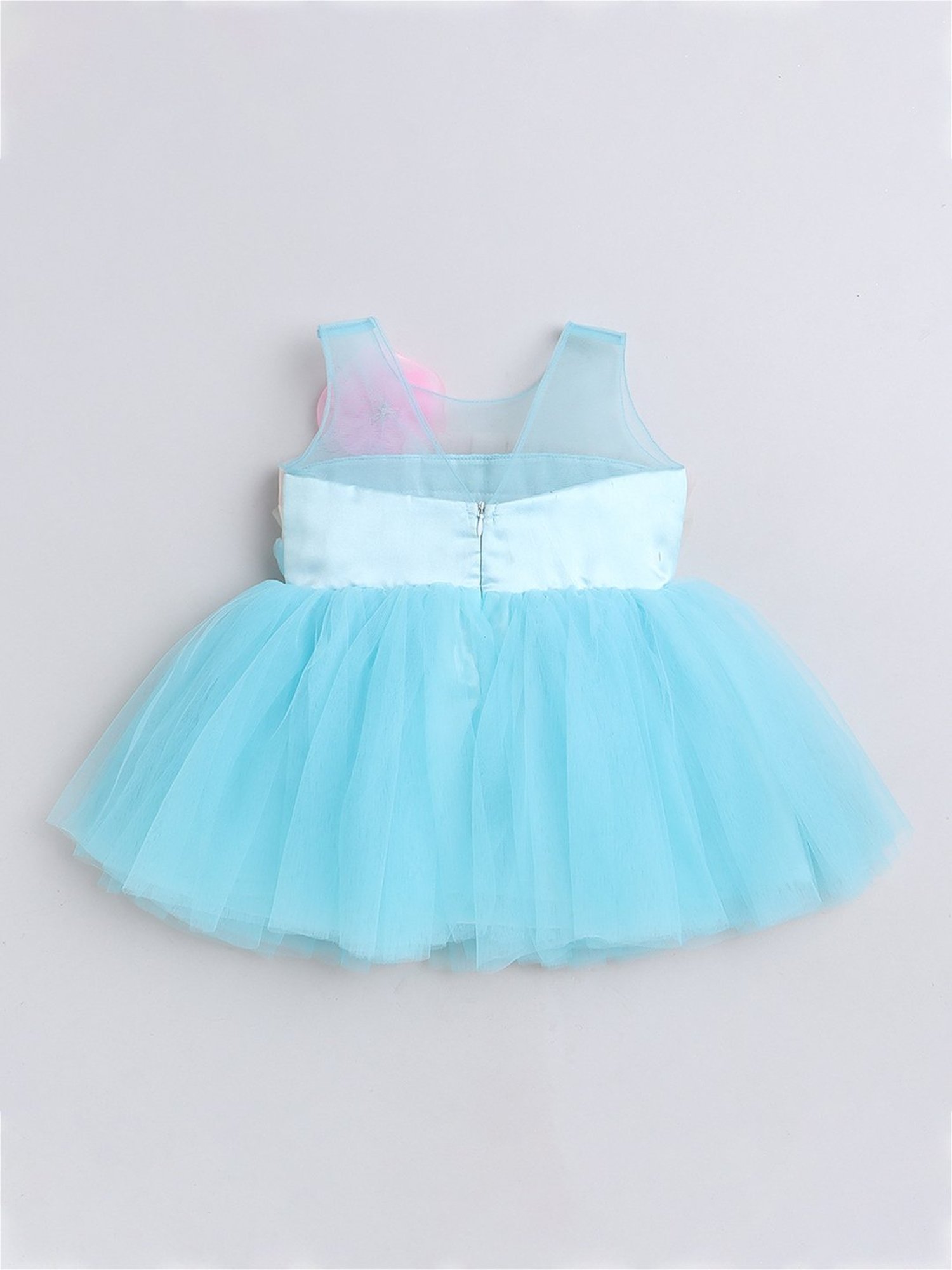 Many Frocks Kids Blue Solid Dress