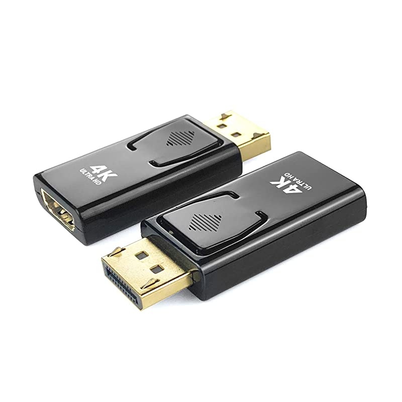 DisplayPort to HDMI Adapter  4K GoldPlated DP Male to HDMI Female Converter Adapter Compatible for Lenovo Dell HP Desktop with DisplayPort Output to HDTV Monitor Projector Input 2PACK