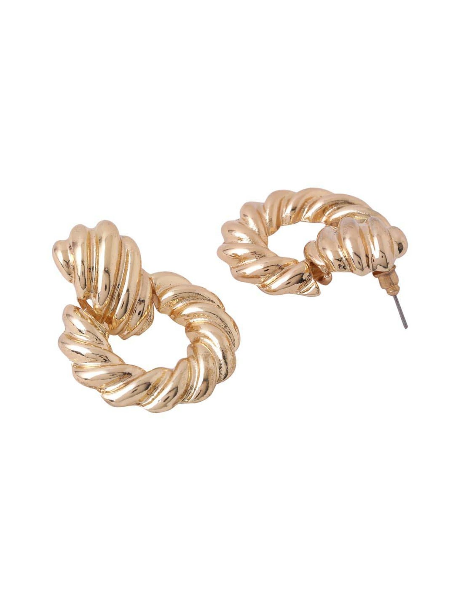NVR Gold Toned Circular Drop Earrings for Women