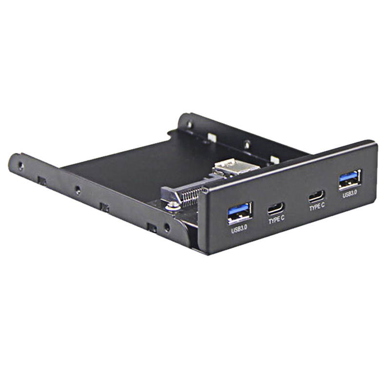 Enlabs FP35U32UC2M 2 x USB 3.1 Type C 5Gb/s & USB 3.0 PC Case 3.5 inch Floppy Bay Front Panel 4 Ports USB Hub  w/ SATA Power Connector (USB 3.0 20pin  Adapter Cable)