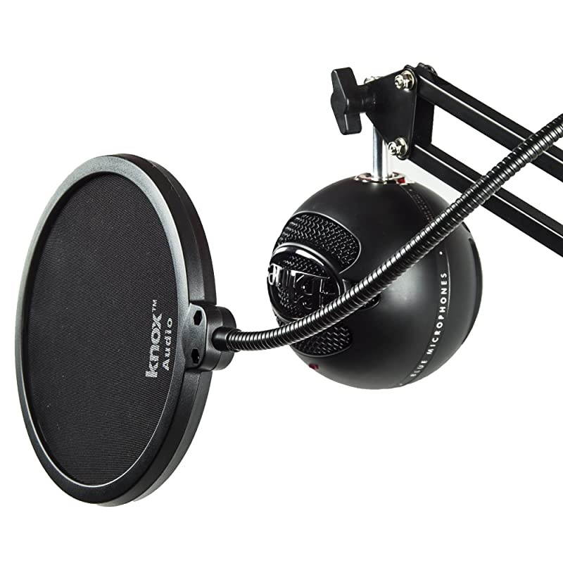Snowball iCE Microphone (Black) with Boom Scissor Arm and Pop Filter Bundle (3 Items)