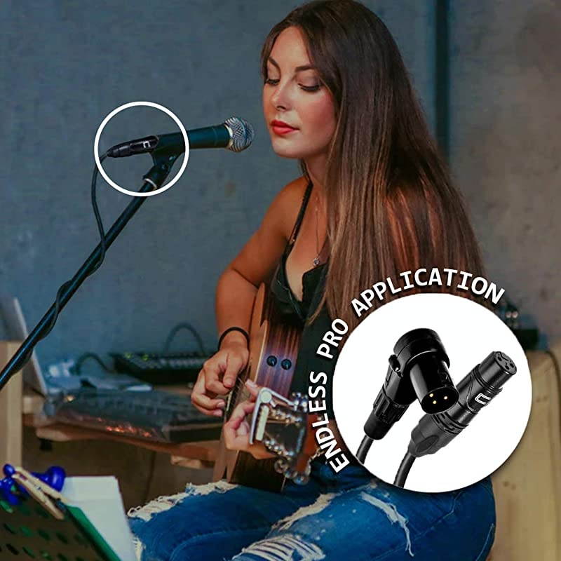 XLR Cable Right Angle Male to Straight Female - 3 Feet Red - Pro 3-Pin Microphone Connector for Powered Speakers, Audio Interface or Mixer for Live Performance & Recording