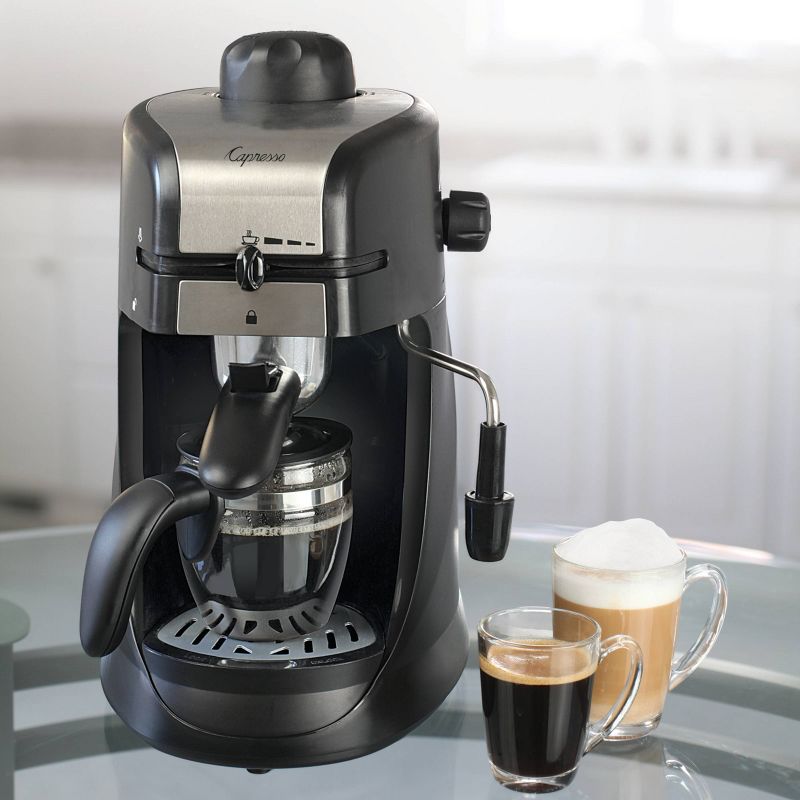 Capresso 4 Cup Espresso/Cappuccino Machine Steam PRO – Black/Stainless 304.01