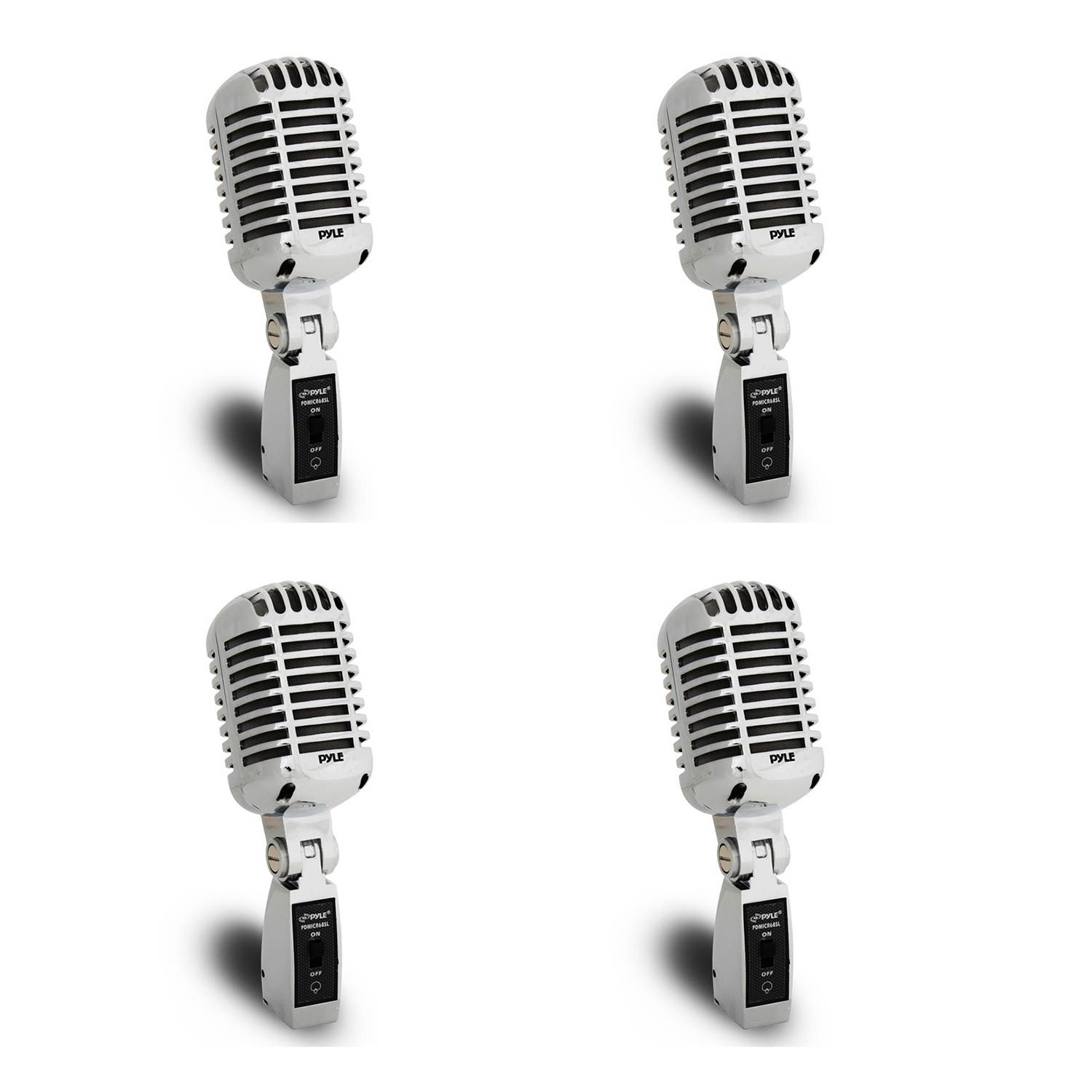 Pyle Pro PDMICR68SL Vintage Retro Vocal Microphone w/ 16 Foot XLR Cable (4 Pack)
