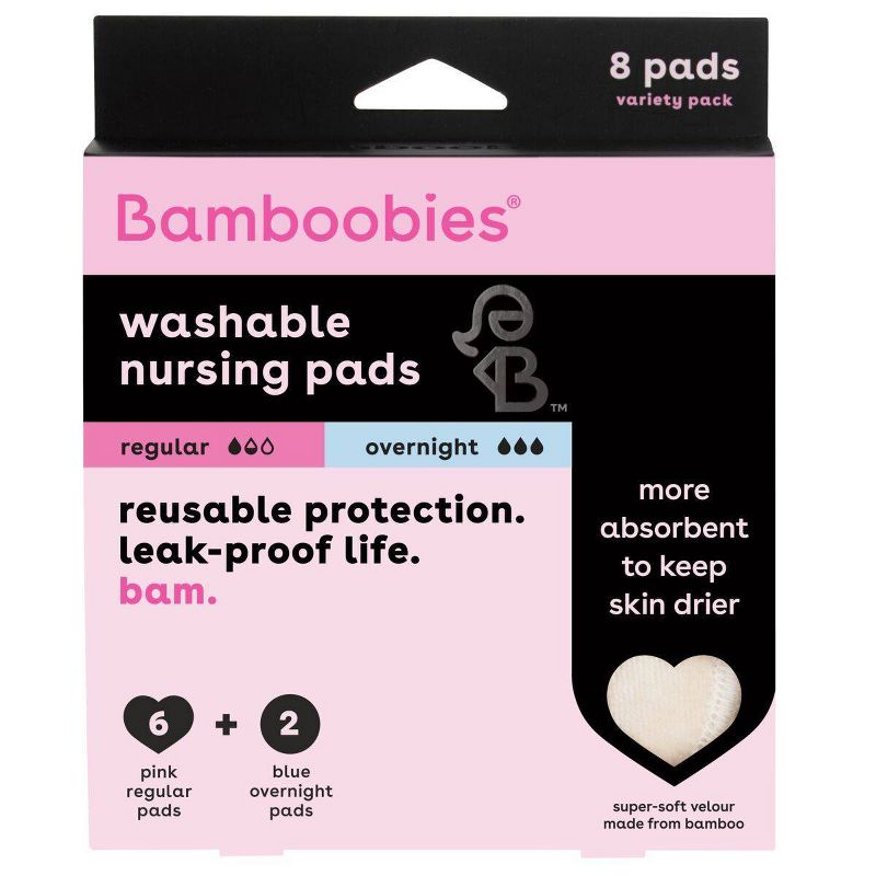 Bamboobies Regular and Overnight washable Nursing Pad - 8ct