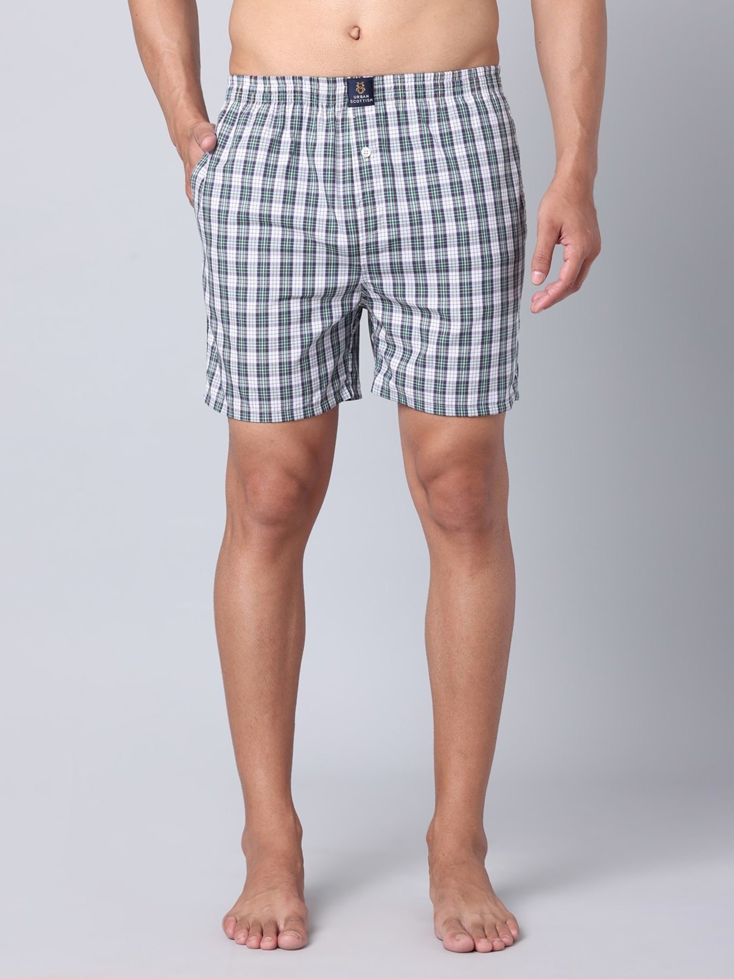 Urban Scottish Multicolored Regular Fit Checks Boxers - Pack Of 2