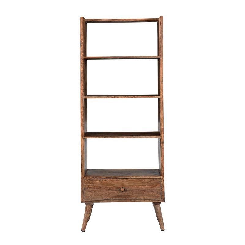 63.5" Brentwood Eclectic 4 Shelf Bookcase Brown - Treasure Trove Accents