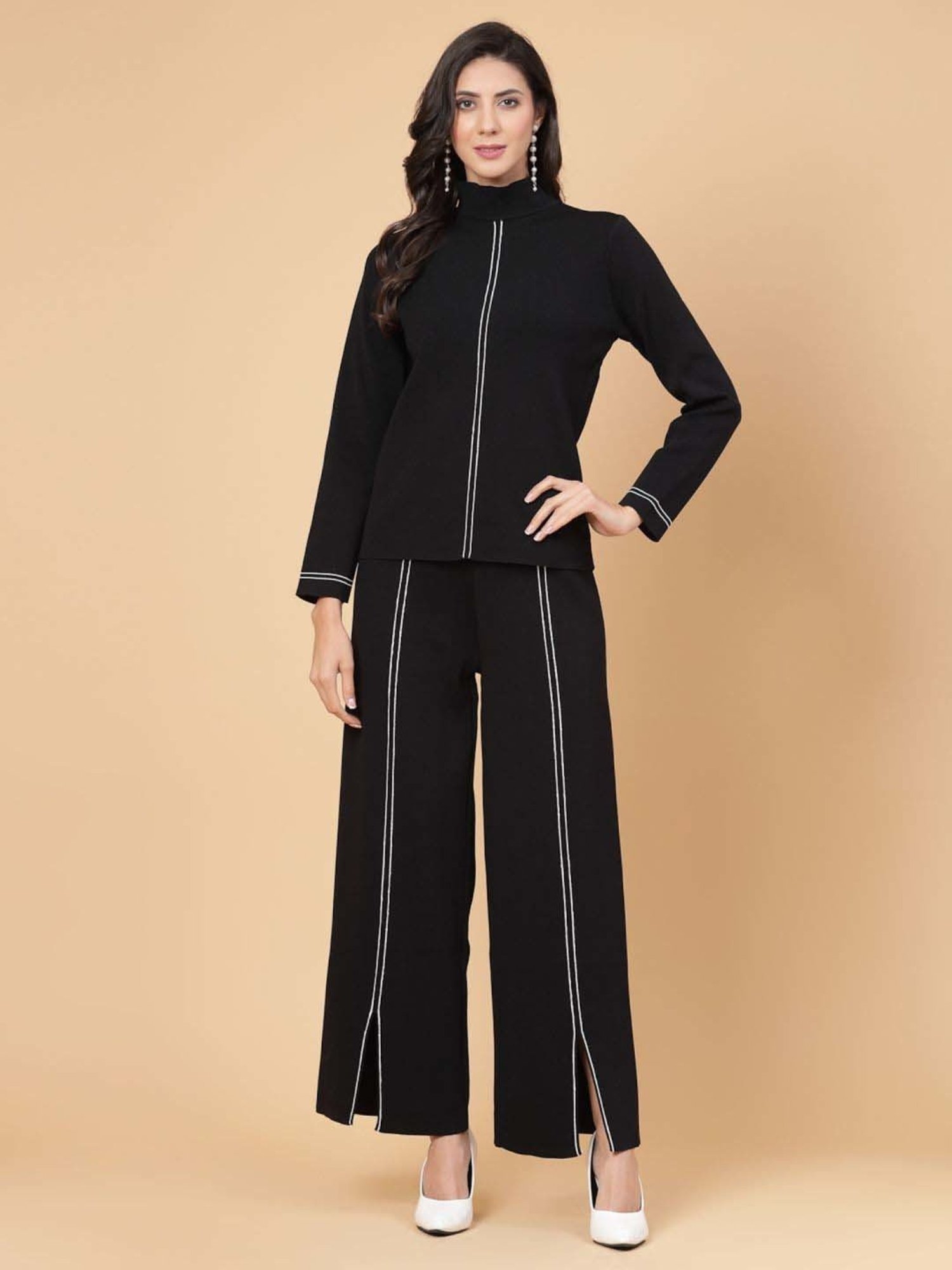 Mafadeny Black Striped T-Shirt Pants Set