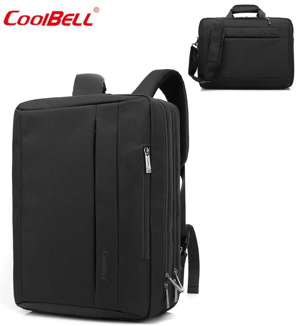 CoolBELL Convertible Backpack Messenger Bag 17.3 Inch Laptop Shoulder Bag Expendable Business Briefcase Extra Large Multi-Functional Travel Computer Bag for Men,Black