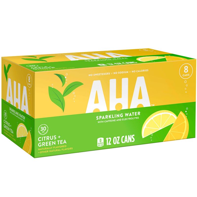 AHA Citrus + Green Tea Sparkling Water - 8pk/12 fl oz Cans