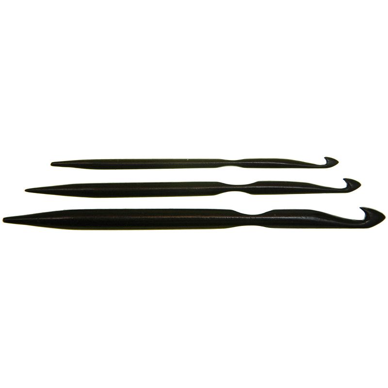 Lacis Double-Ended Ebony Crochet Hooks 3/Pkg-D4/3mm - 3", F6/4mm - 3.5", J10/6mm - 4"