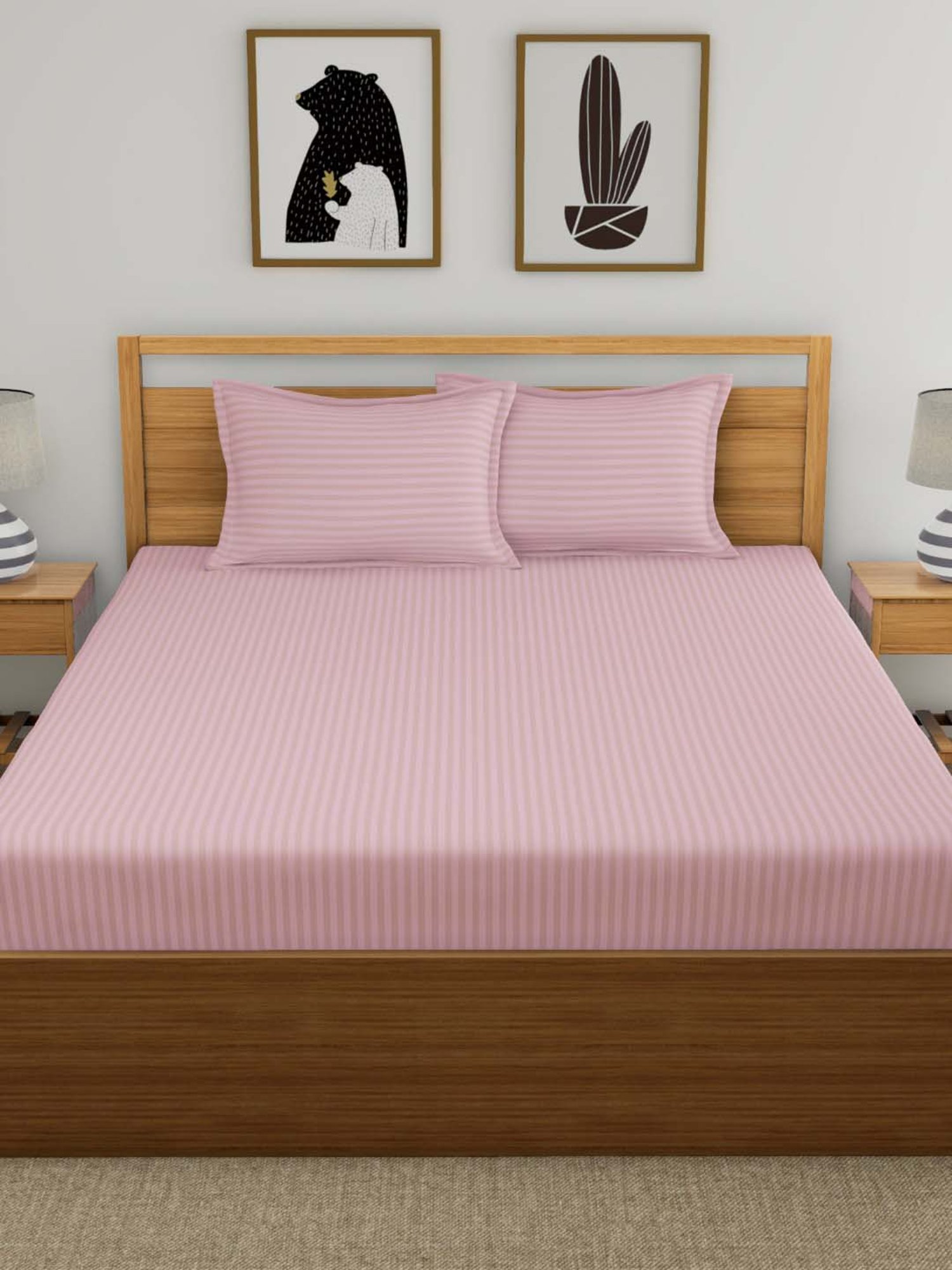 Dreamscape Pink Cotton 220 TC Bed Sheet Set