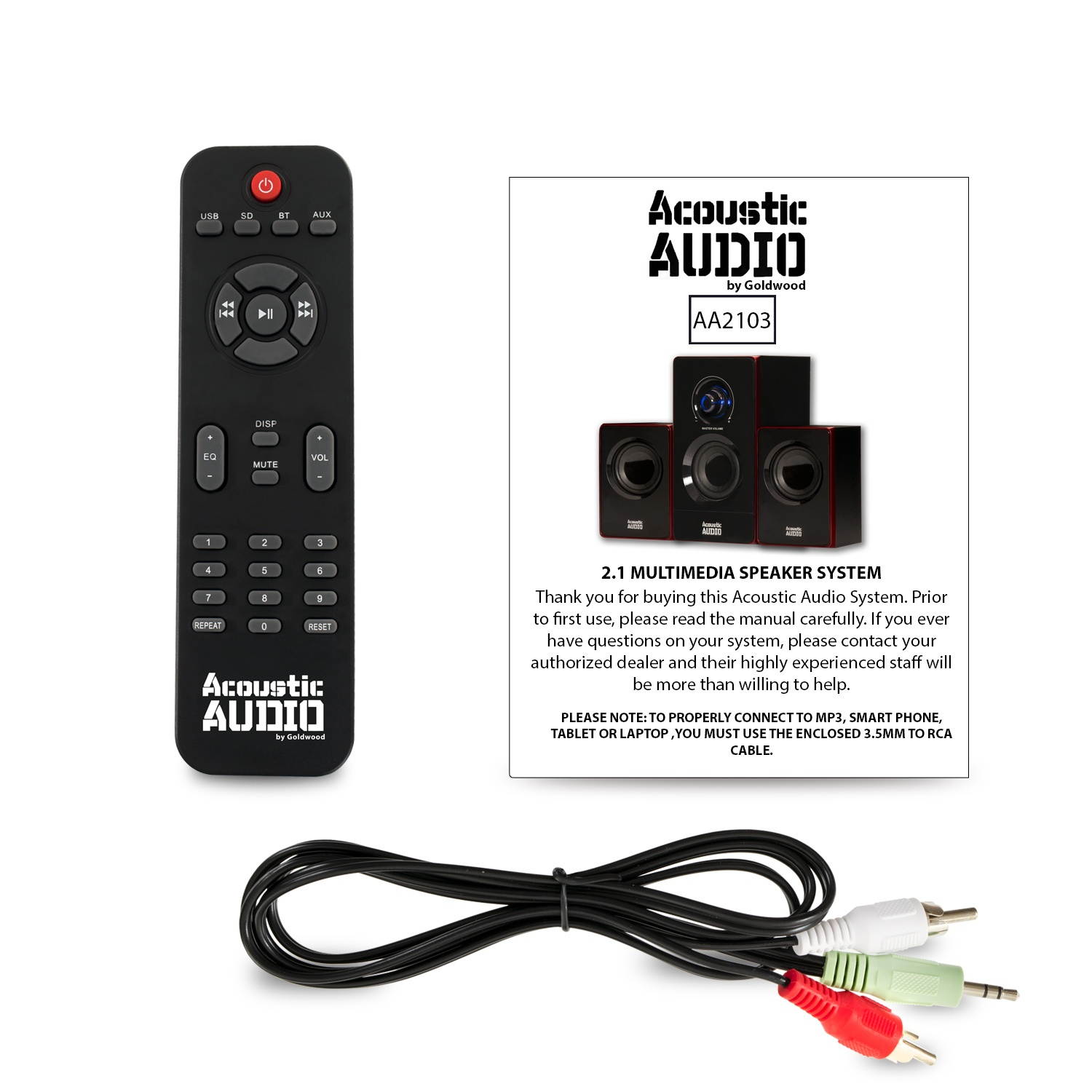 Acoustic Audio AA2103 Bluetooth Home 2.1 Speaker System with Optical Input for Multimedia