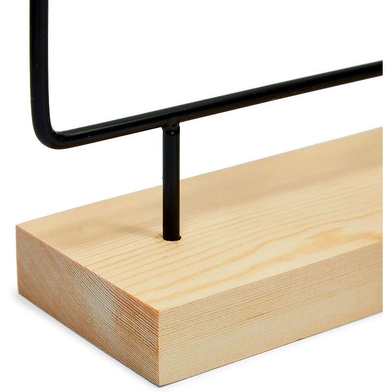 Farmlyn Creek 2-Pack Black Metal Earring Holders, Modern Jewelry Holder with Wooden Stand (2 Sizes)