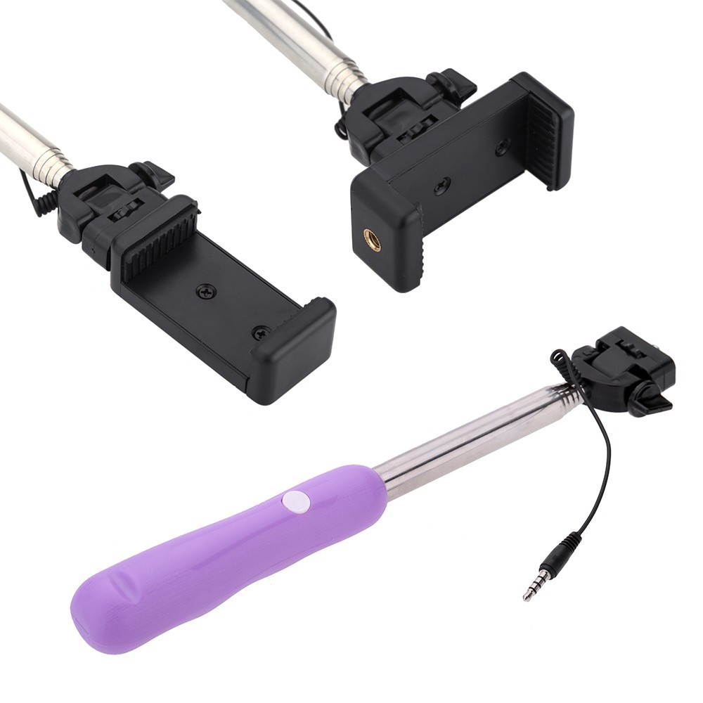 Wired Cable Remote Shooting Control Shutter Telescoping Extending Pole Selfie Monopod Stick Holder 180&deg;