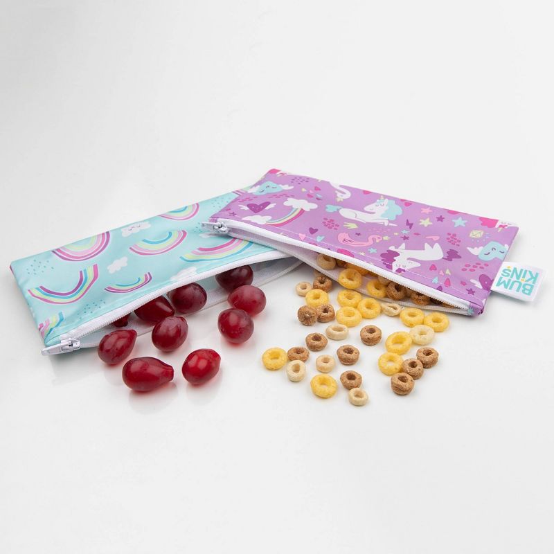 Bumkins Reusable Snack Bag 2-Pack Rainbows/Unicorn