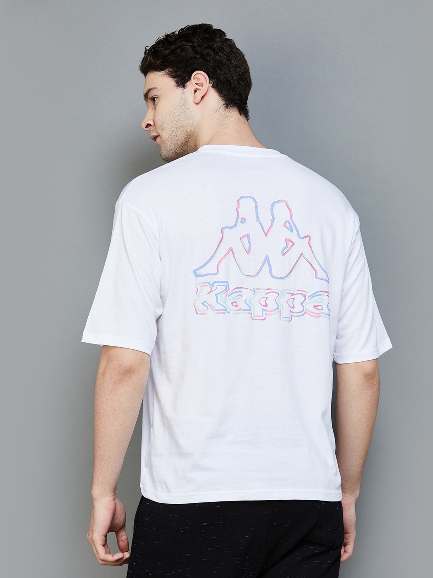 KAPPA White Cotton Regular Fit Printed T-Shirt