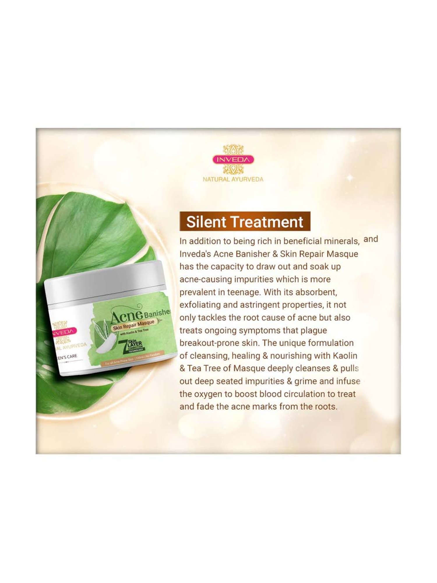 INVEDA Acne Banisher & Skin Repair Masque for Teenagers 7 Skin Layer Correction Technology - 100 ml
