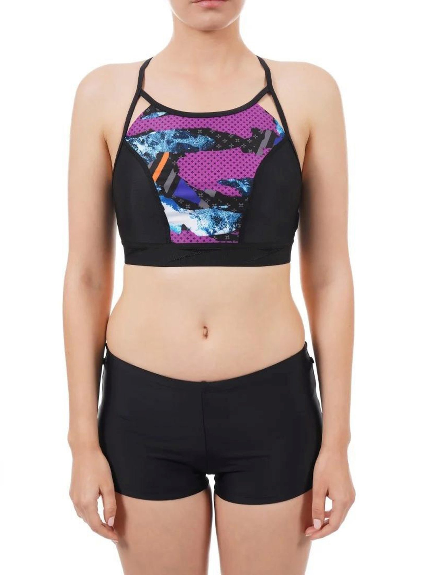 Speedo Black Printed Swimwear Top