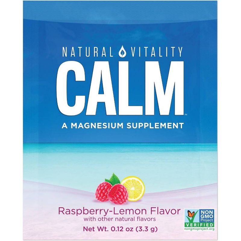 Natural Vitality Natural Calm Anti-Stress Vegan Magnesium Supplement Powder - Raspberry Lemon - 30pk