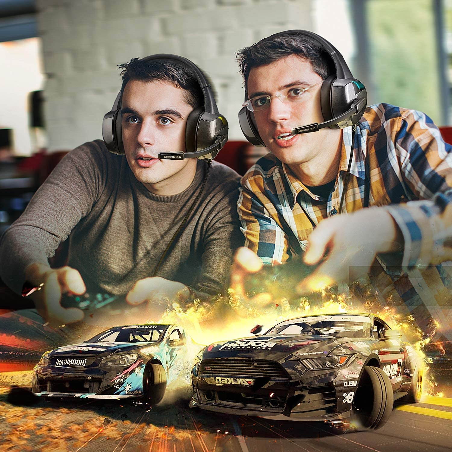 Beexcellent Gaming Headset, PS4 Xbox One Headset with Stereo Bass Surround Sound, Gaming Headphones with Noise Cancelling Mic for PS4 Xbox One PC Laptop Mac - RGB LED Light