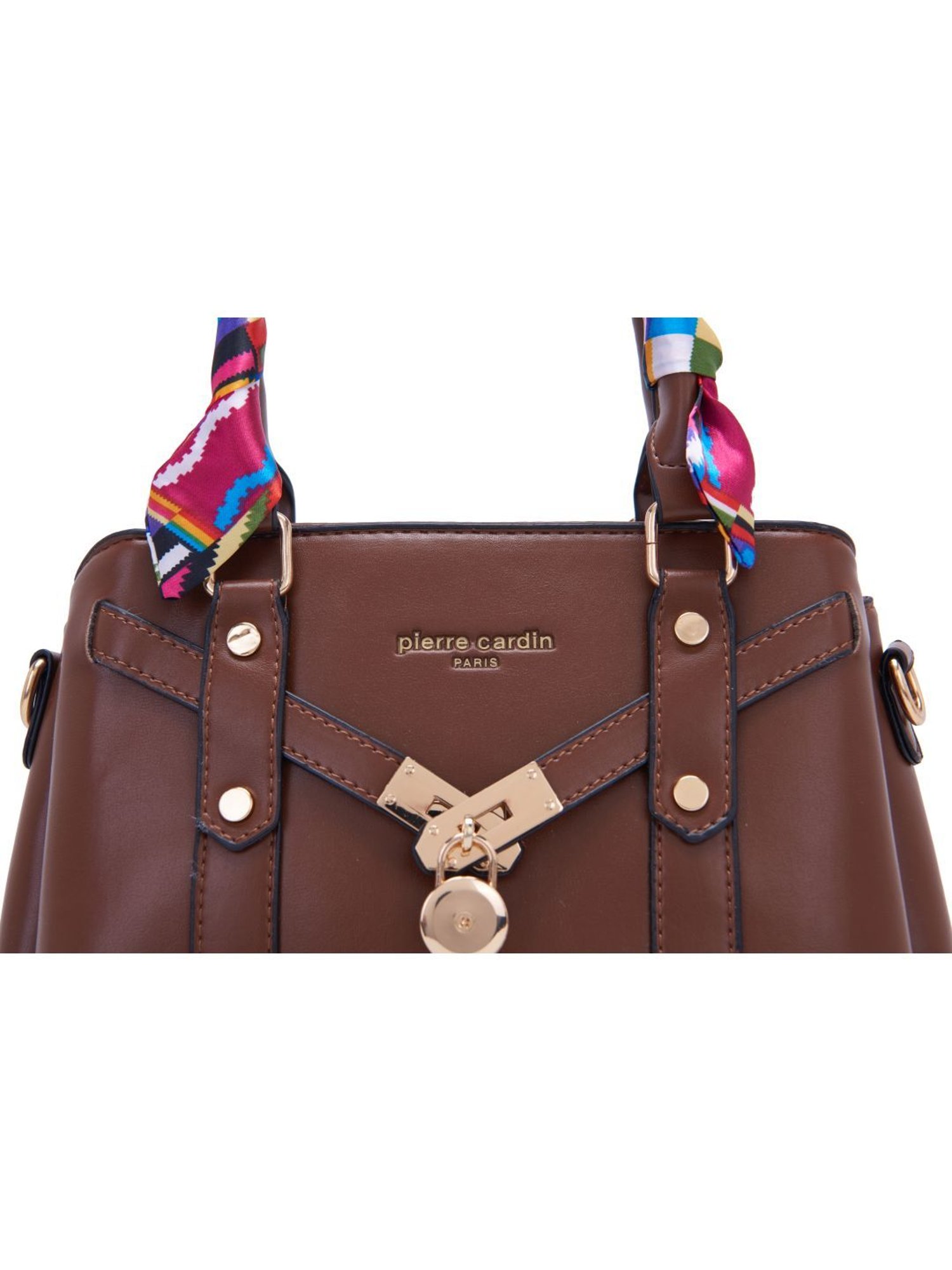 Pierre Cardin Brown Solid Satchel Handbag