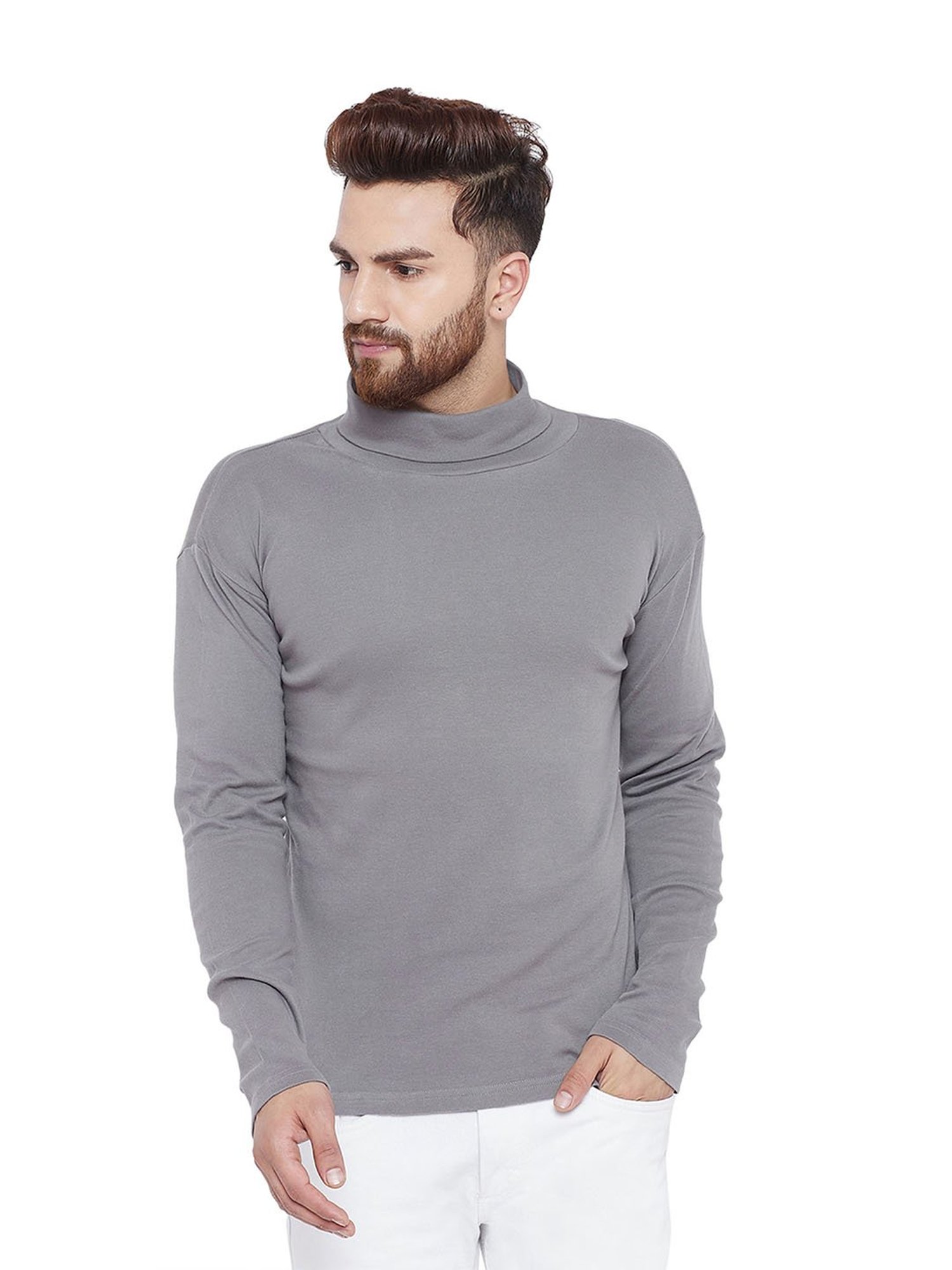 Hypernation Grey High Neck T-Shirt